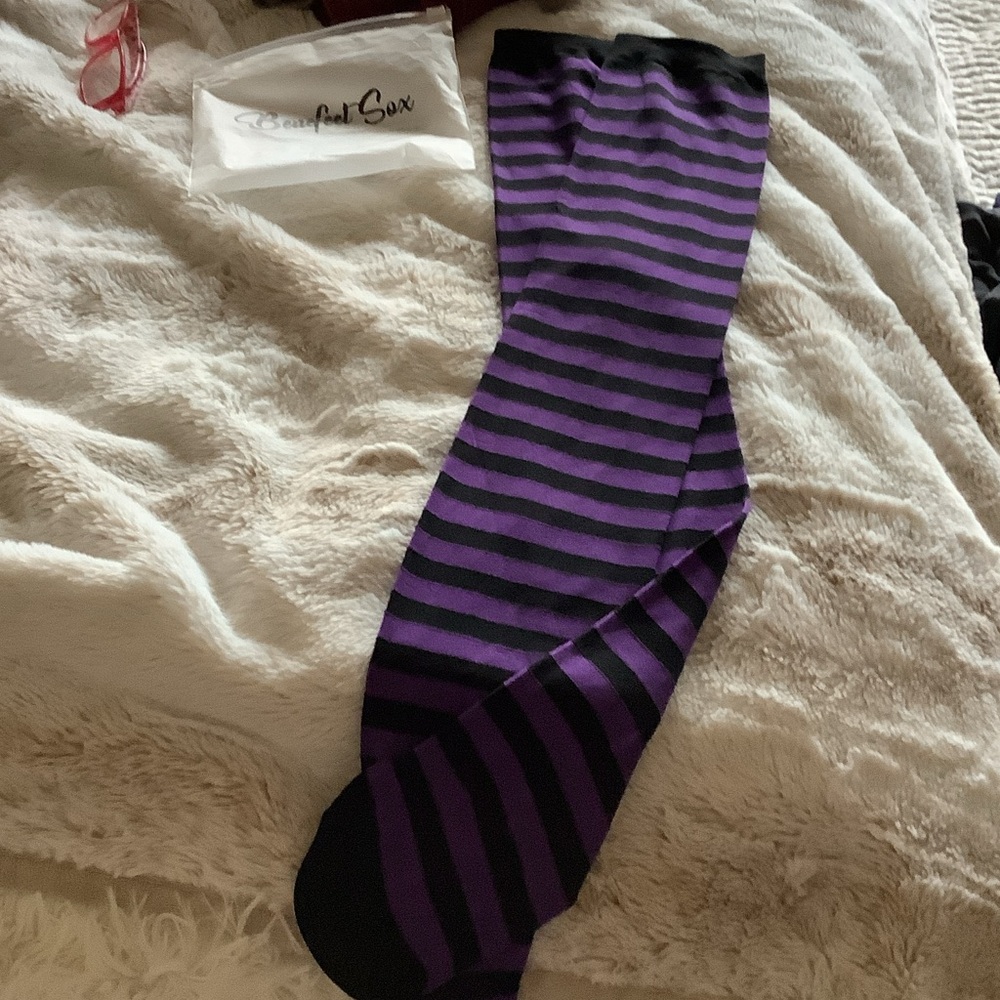 Striped Purple and Black Men's Socks